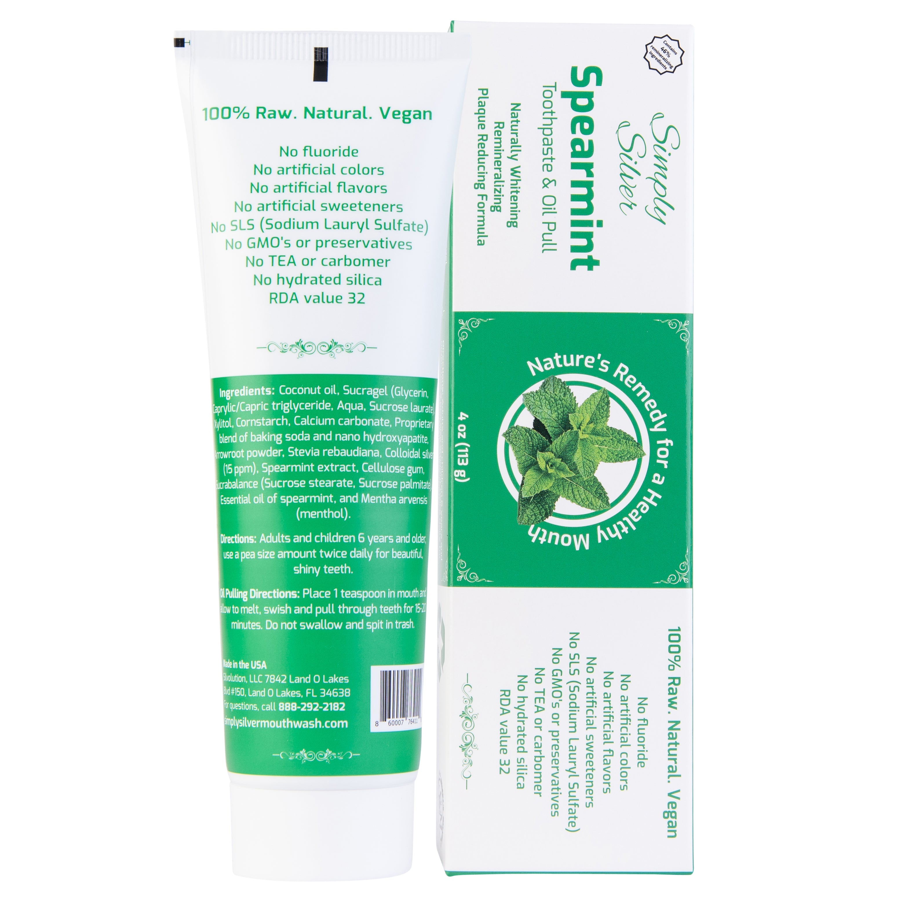 Simply Silver Spearmint toothpaste (New Formula)